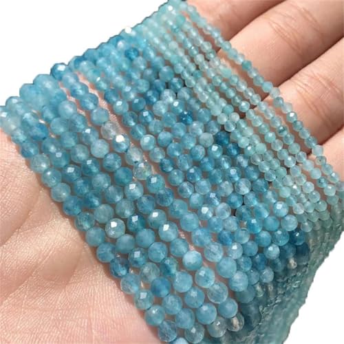 2 3 4 mm blaue facettierte Edelsteinperlen, lose, kleine Abstandsperlen, Schmuckherstellung, Aquamarin, 110 Stück, Blauer Chalcedon, 4 mm, 91 Stück von NGHRDGD