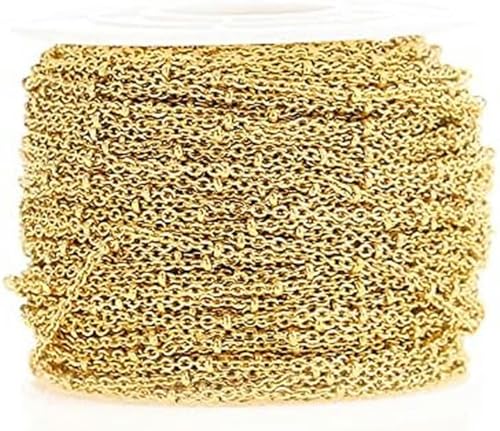 2 Meter Edelstahl mit Perlen Gliederkette Halskette Massenkabel 1,5 mm breite Kette zur Schmuckherstellung DIY-Zubehör D315 (Farbe: Gold)-Gold von NGHRDGD