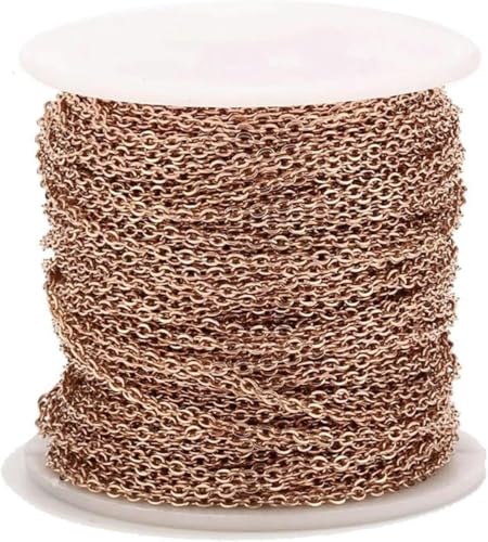 2 Meter Gliederkette aus Edelstahl in Roségold/Gold/Schwarz, Halskette, Massenkabelkette zur Schmuckherstellung, DIY-Zubehör, D329 (Farbe: Roségold, 2 mm Breite) – Standard von NGHRDGD