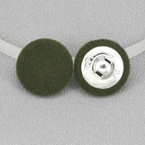 20 Stück 15–38 mm Nähset mit runden, mit Samtstoff überzogenen Knöpfen und Metallschäften, bunte Stoffknöpfe zum Nähen und Basteln-Armeegrün-20 mm 20 Stück von NGHRDGD