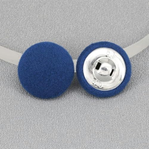 20 Stück 15–38 mm Nähset mit runden, mit Samtstoff überzogenen Knöpfen und Metallschäften, bunte Stoffknöpfe zum Nähen und Basteln-Blau-15 mm 20 Stück von NGHRDGD