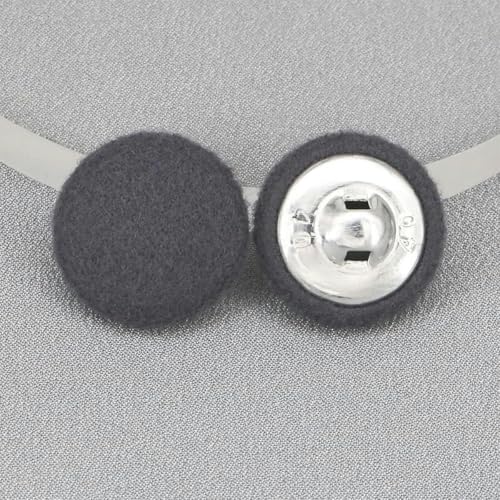 20 Stück 15–38 mm Nähset mit runden, mit Samtstoff überzogenen Knöpfen und Metallschäften, bunte Stoffknöpfe zum Nähen und Basteln-Grau-15 mm 20 Stück von NGHRDGD