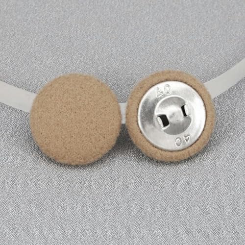 20 Stück 15–38 mm Nähset mit runden, mit Samtstoff überzogenen Knöpfen und Metallschäften, bunte Stoffknöpfe zum Nähen und Basteln-Khaki-15 mm 20 Stück von NGHRDGD