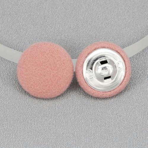 20 Stück 15–38 mm Nähset mit runden, mit Samtstoff überzogenen Knöpfen und Metallschäften, bunte Stoffknöpfe zum Nähen und Basteln-Rosa-15 mm 20 Stück von NGHRDGD