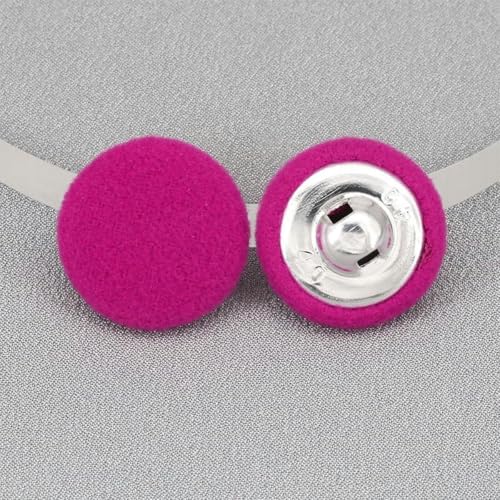 20 Stück 15–38 mm Nähset mit runden, mit Samtstoff überzogenen Knöpfen und Metallschäften, bunte Stoffknöpfe zum Nähen und Basteln-Rose-15 mm 20 Stück von NGHRDGD