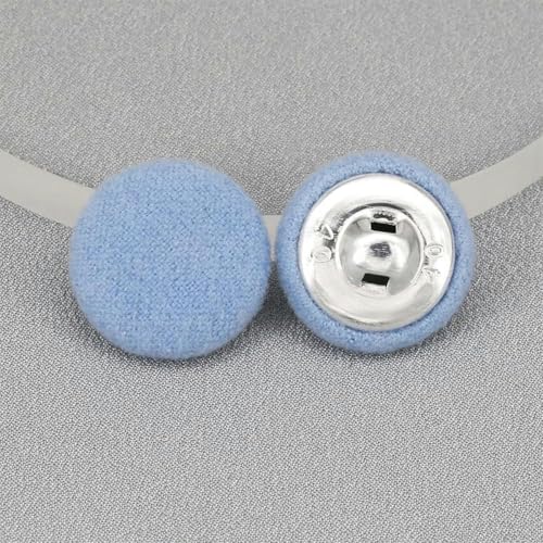 30 Stück 15/20/25/30 mm bunte Stoffknöpfe mit Metallschaft für DIY-Nähzubehör-Hellblau-11 MM 30 Stück von NGHRDGD