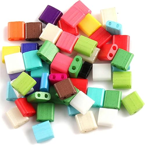 50 Stück 5 x 5 x 2 mm Glasperlen mit zwei Löchern, Miyuki Tila, lose Abstandsperlen zur Schmuckherstellung, DIY-Armband- und Halskettenzubehör (Farbe: 9)-12 von NGHRDGD