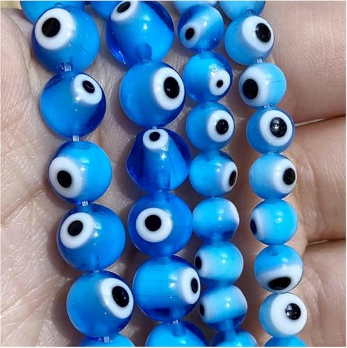 6/8 mm mehrfarbige, runde Perlen mit bösem Blick, Lampwork-Glasperlen für die Herstellung von Armbändern und Halsketten zum Selbermachen von Schmuck (Farbe: 05, Artikeldurchmesser: 8 mm, ca. 48 von NGHRDGD