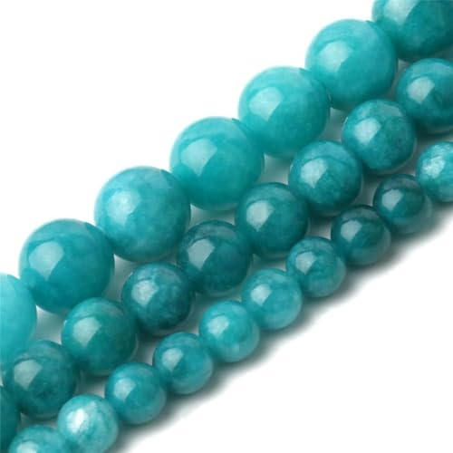 Blaue Jadeperlen, rund, glatt, lose Perlen zur Schmuckherstellung, handgefertigte Armbänder, 15 Zoll, Blaue Jade, 8 mm, ca. 46 Stück von NGHRDGD