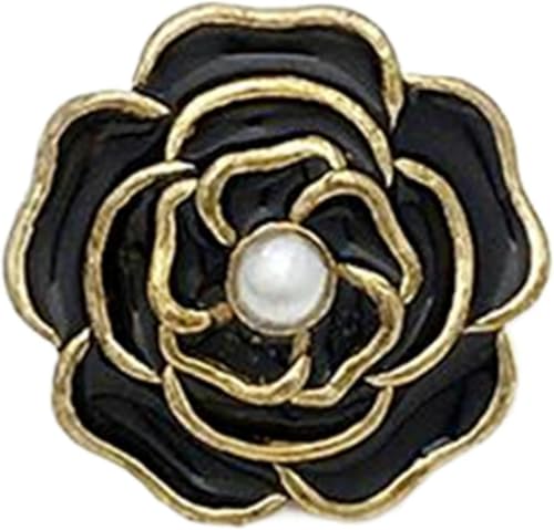 Knöpfe Dreidimensionale Blumen-Metallknöpfe, Schwarz, 15mm (5 Stück)-Schwarz-15mm (5 Stück) von NGHRDGD