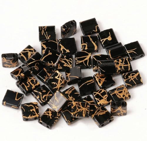 Miyuki Tila-Rocailles-Perlen, 5 x 5 x 2 mm, mehrfarbig, 2 Löcher, lose Abstandsperlen für die Herstellung von Schmuckarmbändern zum Selbermachen, Zubehör (Farbe: 21)-10, 50 Stück von NGHRDGD