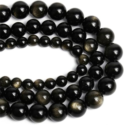 Rosa Chrysopras-Perle, runde lose Perlen zur Schmuckherstellung, DIY-Armbänder, 7,5 Zoll, Gold-Obsidian, 12 mm, ca. 14 Stück von NGHRDGD