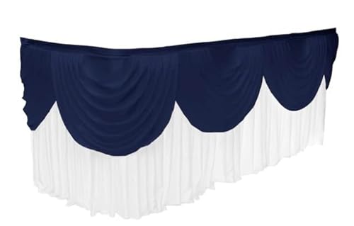 Tischrock, bunt, plissiert, gerüscht, für Hochzeit, Geburtstag, Dekoration, 3,6 m L x 75 cm H, marineblaue Girlande von NGHRDGD