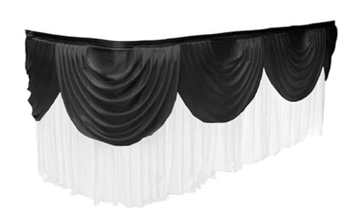 Tischrock, bunt, plissiert, gerüscht, für Hochzeit, Geburtstag, Dekoration, 3,6 m L x 75 cm H, schwarze Girlande von NGHRDGD