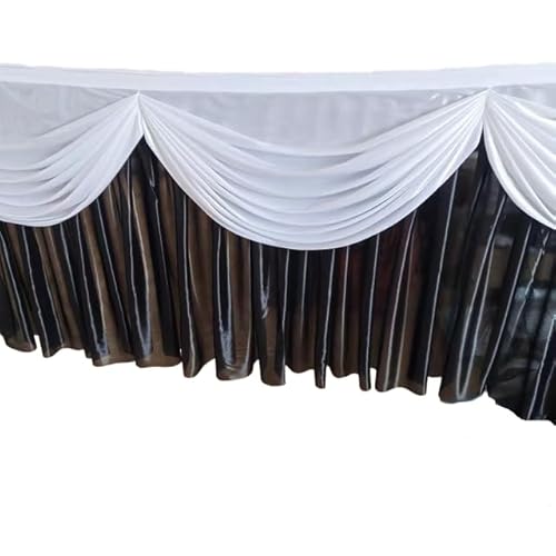 Tischrock, bunt, plissiert, gerüscht, für Hochzeit, Geburtstag, Dekoration, 4,5 m L x 75 cm H, Schwarz und Weiß von NGHRDGD