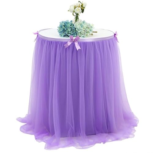 Tischrock für Hochzeit, Geburtstag, Party, Dusche, Tischdekoration, Tüll, 1,9 m x 76 cm/2,8 m x 76 cm, Party-Heimdekoration, Lila von NGHRDGD