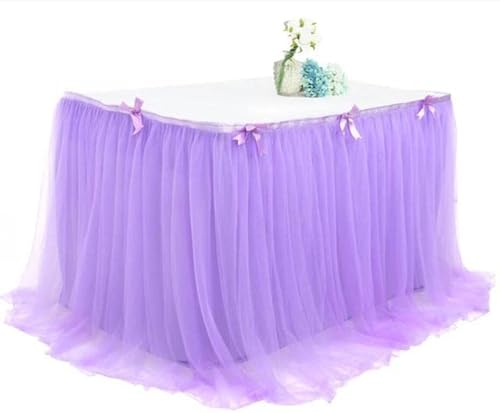 Tutu-Tischrock für Geburtstagsparty, Tischdekoration, Tüll, Tischrock, rosa-weiß, Tischdecke, Duschgeschirr, 280 x 76 cm, Violett von NGHRDGD