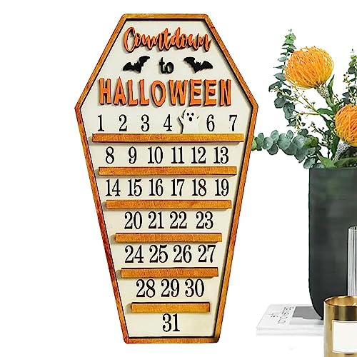 Halloween Adventskalender Holz | Holz Geisterhaus Countdown - Urlaub Ornament mit abnehmbaren Geistern, Wohnkultur für Tür oder Wand Ngumms von NGUMMS