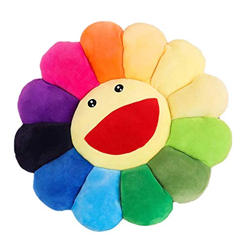 NGUMMS Sonnenblumen Bodenkissen für Kinder, Bunte Blume geformte Kissen niedliche Stuhl Pads, 43CM Blumenform Rund Weiches Sitzkissen Stuhlkissen Plüschkissen Sofakissen, für Home Room Dekoration von NGUMMS