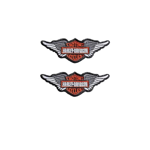 NH-Embroidery Harley Wings Aufnäher zum Aufbügeln für Jacken – bestickter Aufnäher zum Aufbügeln – Handgefertigte Aufnäher für Motorradfahrer, Westen, Mütze, Rucksack – 2 Stück, entworfen in der von NH-EMBROIDERY