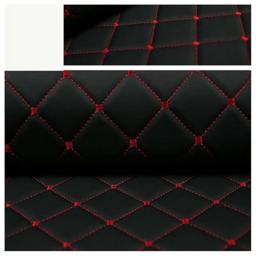 Nähten von künstlichem Leder, künstlichem Leder Diamond Square Stitch Kunstleder-Polsterstoff for Auto, Boot, Wohnmobil, feuerhemmendes Vinyl, 139,7 cm – Meterware(Black,1.4X3m) von NHEISSCF