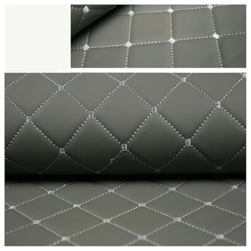 Nähten von künstlichem Leder, künstlichem Leder Diamond Square Stitch Kunstleder-Polsterstoff for Auto, Boot, Wohnmobil, feuerhemmendes Vinyl, 139,7 cm – Meterware(Gray,1.4X10m) von NHEISSCF