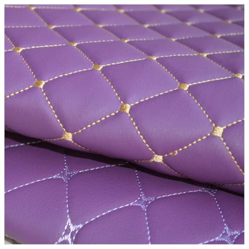 Nähten von künstlichem Leder, künstlichem Leder Diamond Square Stitch Kunstleder-Polsterstoff for Auto, Boot, Wohnmobil, feuerhemmendes Vinyl, 139,7 cm – Meterware(Purple,1.4X10m) von NHEISSCF