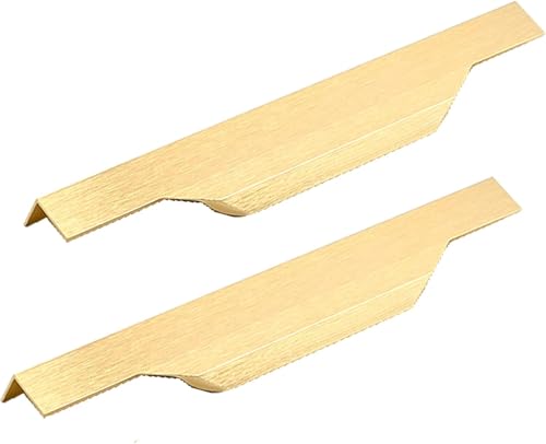 Schrankenkanten halten, Schränke unsichtbar halten Schrankgriffe aus Aluminiumlegierung, Kleiderschrank, Küche, Schubladengriffe, Möbelgriffe, gebürstetes Gold, 2 Stück(Overall length 1000mm) von NHEISSCF