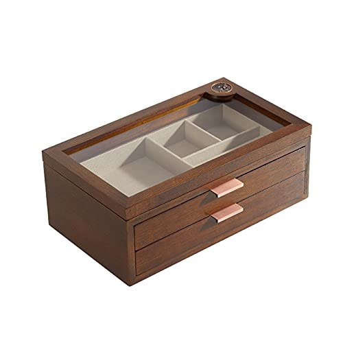 Schmuckschatulle mit 2 Ebenen, Holz-Schmuckschatulle, Retro-Schmuckschatulle, Handschmuck, Ohrringe, Halsketten, Samtfutter, Vitrine, beste Geschenke für Frauen von NHFUGRSUTRRRRR