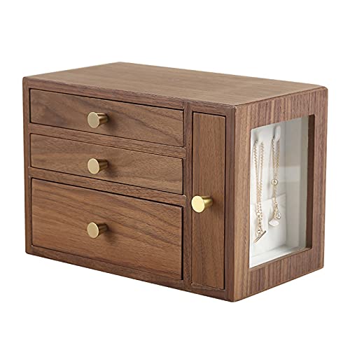 Schmuckschatulle mit 4 Ebenen, Schmuckkästchen, Holz, Schmuck-Organizer, Glas, Aufbewahrungsbox, Ohrringe, Ringe, Halsketten, Bastelschrank für Frauen, Geschenk-Schmuckschatullen von NHFUGRSUTRRRRR