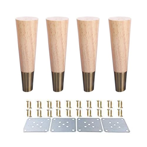 NHJSDLLMNZ Möbelbeine Möbelbeine aus Holz, Sofabeine aus Massivholz, 4er-Pack Sofafüße aus Massivholz mit Kupferhülse, Schrankfüße aus Holz, Möbelbeine(4.7inch/12cm) von NHJSDLLMNZ