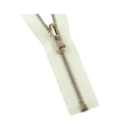 NHJSDLLMNZ Reißverschluss 1 Stück 5# offener Metall-Reißverschluss, umkehrbarer Abzieherkopf-Reißverschluss for DIY-Kleidung, Nähzubehör(Beige,90cm) von NHJSDLLMNZ