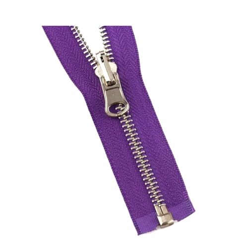 NHJSDLLMNZ Reißverschluss 1 Stück 5# offener Metall-Reißverschluss, umkehrbarer Abzieherkopf-Reißverschluss for DIY-Kleidung, Nähzubehör(Purple,90cm) von NHJSDLLMNZ