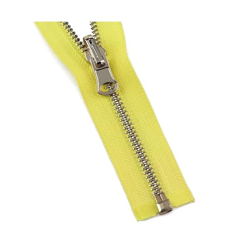 NHJSDLLMNZ Reißverschluss 1 Stück 5# offener Metall-Reißverschluss, umkehrbarer Abzieherkopf-Reißverschluss for DIY-Kleidung, Nähzubehör(Yellow,70cm) von NHJSDLLMNZ