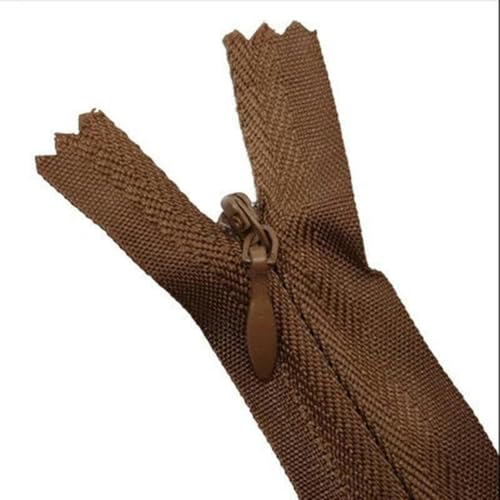 NHJSDLLMNZ Reißverschluss 2 Stück unsichtbarer Nylon-Reißverschluss, einseitiger Stoffreißverschluss, DIY-Näh- und Bastelzubehör(Brown,18cm) von NHJSDLLMNZ