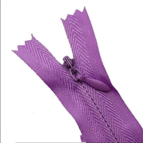 NHJSDLLMNZ Reißverschluss 2 Stück unsichtbarer Nylon-Reißverschluss, einseitiger Stoffreißverschluss, DIY-Näh- und Bastelzubehör(Purple,40cm) von NHJSDLLMNZ