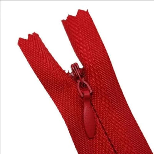 NHJSDLLMNZ Reißverschluss 2 Stück unsichtbarer Nylon-Reißverschluss, einseitiger Stoffreißverschluss, DIY-Näh- und Bastelzubehör(Red,18cm) von NHJSDLLMNZ