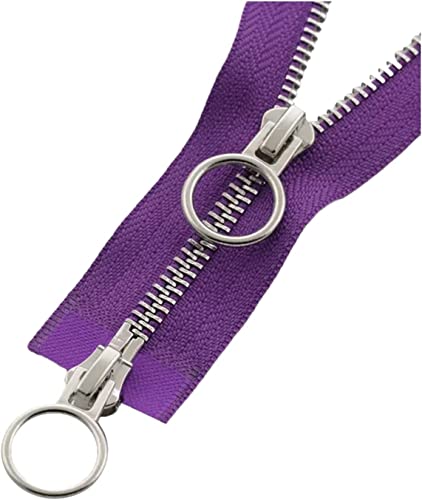 NHJSDLLMNZ Reißverschluss Reißverschlüsse, Nähreißverschlüsse, 1 Stück 5# Doppelschieber, offener Auto-Lock-Metallreißverschluss for Mäntel, Daunenjacken,(Purple,70cm) von NHJSDLLMNZ