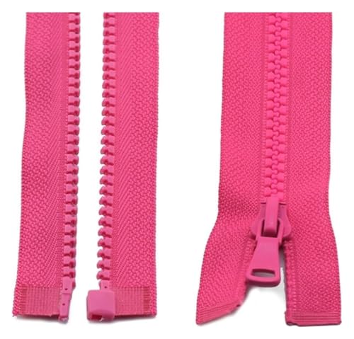 NHJSDLLMNZ Reißverschluss Reißverschluss, Doppel-Silders-Reißverschluss, Kunststoffkleidung mit offenem Ende und automatischem Verschluss aus Harz(Pink,40CM) von NHJSDLLMNZ