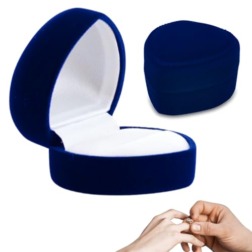 NHPY 1 Artikel Ringbox Ringschatulle Ringbox Hochzeit Verlobungsring Box Ringschachtel Samtringe Ohrringe Etui Anhänger Boxen für Hochzeit Verlobung Valentinstag（Blau） von NHPY