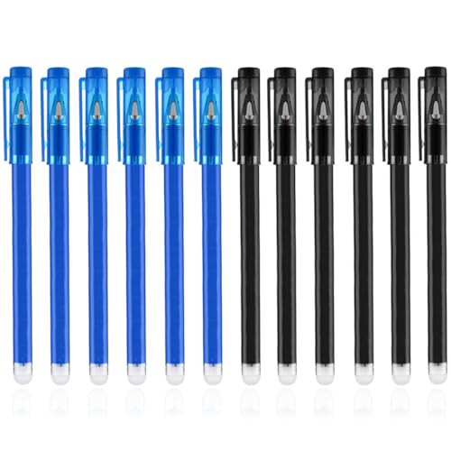 NHPY 12 Stück 0.7MM radierbarer Kugelschreiber, Kugelschreiber radierbar,Farbe Radierbarer, nachfüllbarer Gel-Tintenroller mit Druckmechanik und thermosensitiver Tinte von NHPY