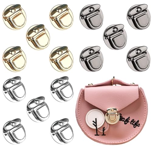 NHPY 15 Stück Taschenverschluss für häkeltaschen,Taschenverschlüsse,Geldbörse Push Lock Set, Eisen Taschenverschluss Catch Tuck Lock für Leder Tasche Portemonnaie Geldbörse DIY Handwerk von NHPY