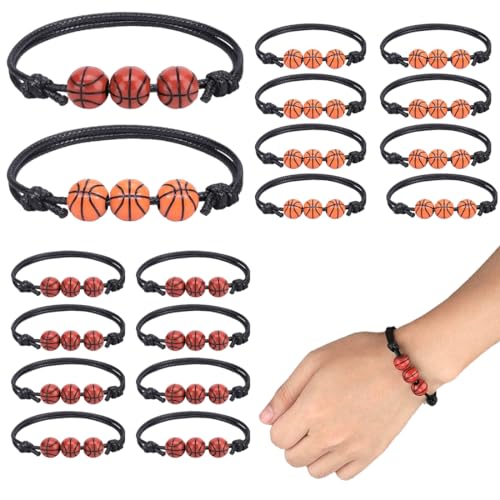 NHPY 16 Stück Basketball Verstellbares Schnur Armband Basketball Sport Gewebte Armband, Armband Jungs,Party Mitgebsel Freundschaftsarmband für Feiern Sport Kindergeburtstag von NHPY