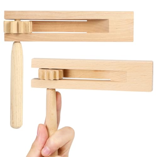 NHPY 2 Stück Holzratsche Geräusche Maker, Knobelspiele, Holz Spinning Ratsche, Spielzeug Zum Greifen Und Spielen, Musikinstrument Für Kinder, Für Spiele Parteien Veranstaltungen(15Cm) von NHPY