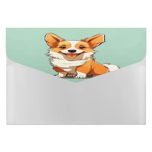 Corgi Poly-Ordner, niedlicher Hunde-Druck, Kunststoff-Aktenordner, Portfolio-Mappe, Kunststoff-Umschläge mit Schnappverschluss von NHYDSPQ