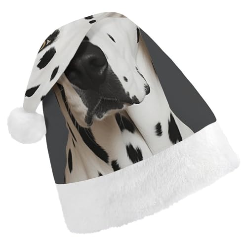 NHYDSPQ Weihnachtsmütze, Dalmatiner-Druck, Weihnachtsmütze, Unisex, bequeme Weihnachtsmütze von NHYDSPQ