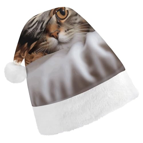 NHYDSPQ Weihnachtsmütze, Katze unter der Decke, Weihnachtsmannmütze, Weihnachtsmannmütze, Urlaub, Unisex, bequeme Weihnachtsmütze von NHYDSPQ