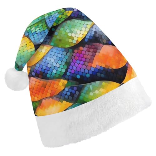 NHYDSPQ Weihnachtsmütze, Regenbogenfischschuppen-Druck, Weihnachtsmannmütze, Weihnachtsmannmütze, Unisex, bequeme Weihnachtsmütze von NHYDSPQ