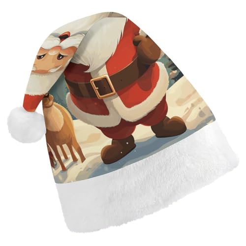 NHYDSPQ Weihnachtsmütze, Weihnachtsmann-Druck, Weihnachtsmannmütze, Weihnachtsmannmütze, Unisex, bequeme Weihnachtsmütze von NHYDSPQ