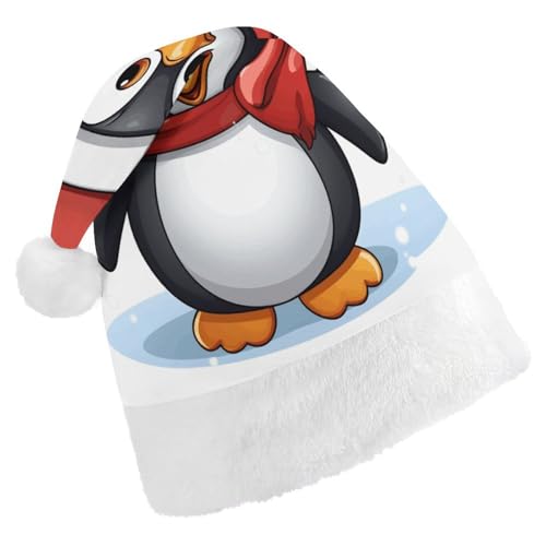 NHYDSPQ Weihnachtsmütze, Weihnachtsmütze mit Pinguin-Druck, Weihnachtsmannmütze, Unisex, bequeme Weihnachtsmütze von NHYDSPQ